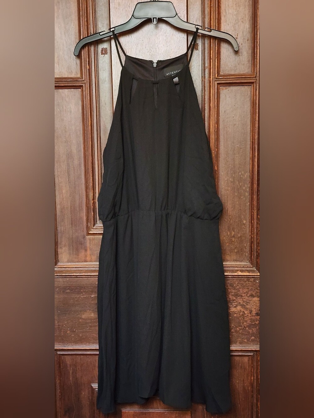attention Black Sleeveless Maxi Dress with Gathered Waist